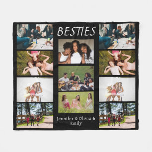 Besties Anpassningsbar Photo Collage & Namn Ull Bl Fleecefilt