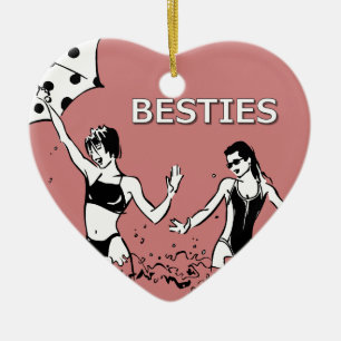 Besties bästa vän på stranden julgransprydnad keramik