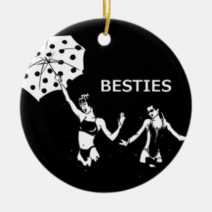 Besties bästa vän på stranden julgransprydnad keramik
