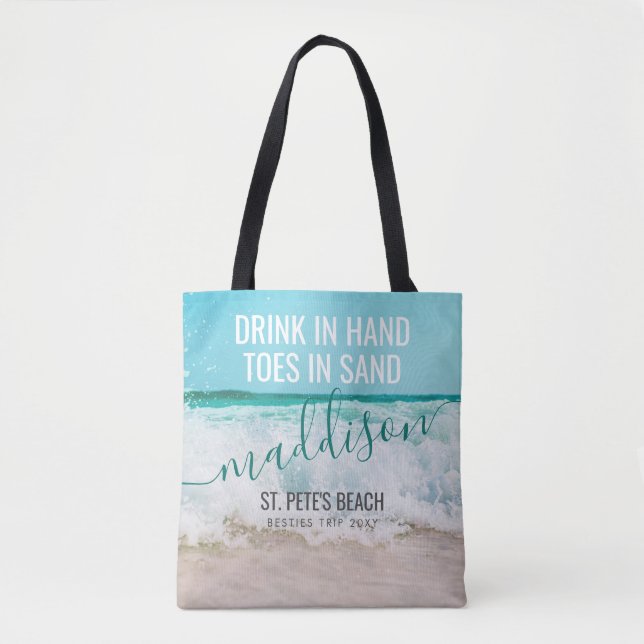 Besties Beach Resa Personlig Destination Tygkasse (Framsida)