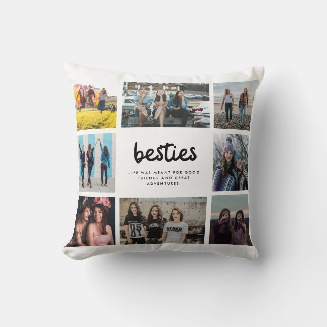 Besties Best Friend Quote Photo Collage Kudde (Framsida)