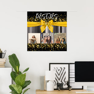 Besties Best Friends Photo Collage BFF Snyggt Bow Poster