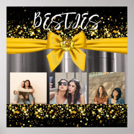 Besties Best Friends Photo Collage BFF Snyggt Bow Poster