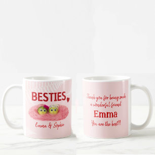 Besties bff, bästa vän, lustig unik anpassningsbar kaffemugg