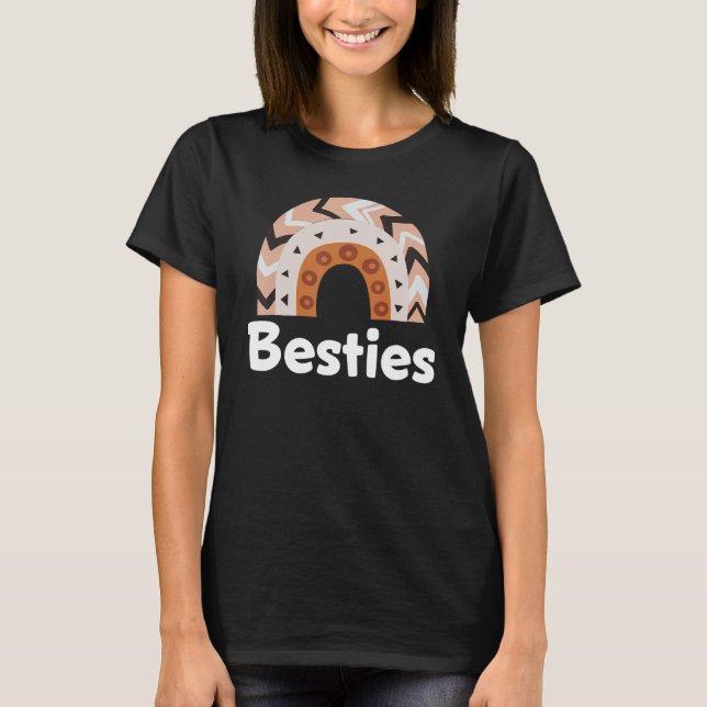 Besties BFF Heart Best Friends Bestie T Shirt (Framsida)