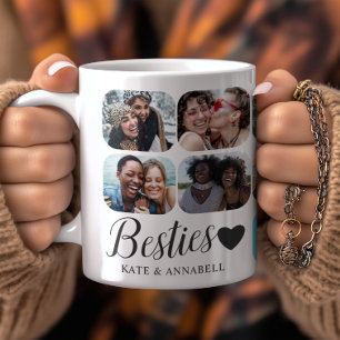 Besties Black & White 14 Photo Collage Kaffemugg