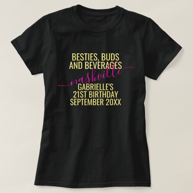 Besties Buds Beverages Girls Resa Bright T Shirt (Design framsida)