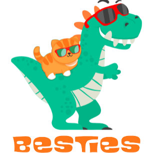 Besties Cat och Dinosour T Shirt