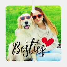 Besties Cute Hund Red Heart Photo