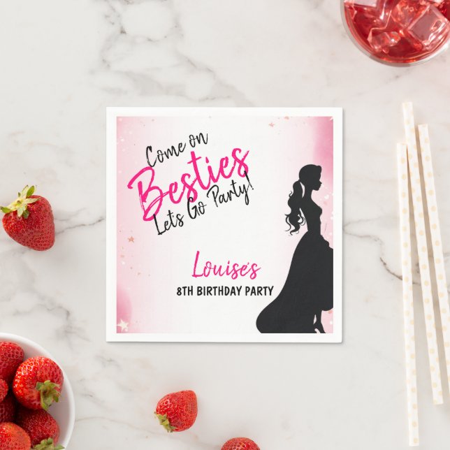 Besties Doll Rosa Glitter Party Pappersservett (Insitu)