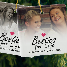 Besties for Life Script Best Friends Forever Photo Julgransprydnad Keramik