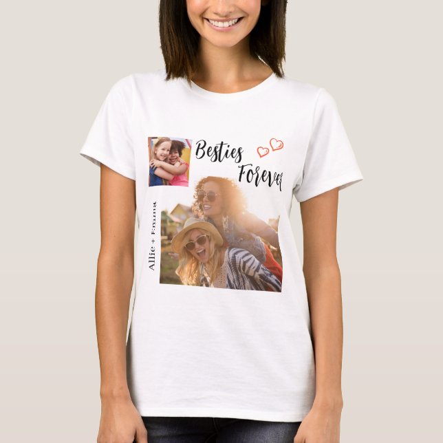 Besties Forever | Bästa vänner Fotokollage T Shirt (Framsida)