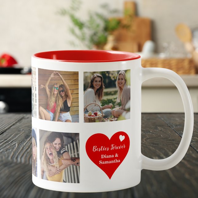 Besties Forever, BFF 9-Anpassningsbar Foto & Heart Två-Tonad Mugg (Skapare uppladdad)