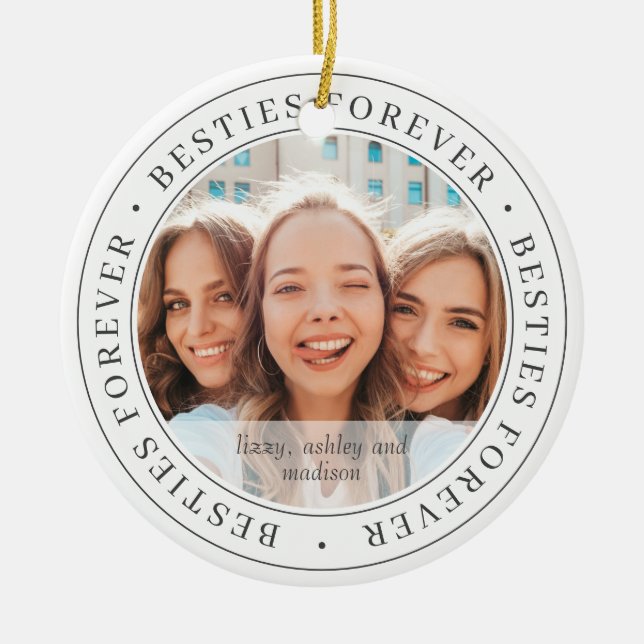 Besties Forever BFF Simple Modern Anpassningsbar P Julgransprydnad Keramik (Framsidan)