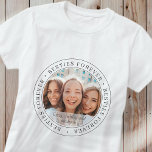 Besties Forever BFF Simple Modern Anpassningsbar P T Shirt<br><div class="desc">Den här enkla och klassiska designen består av serif-typografi och lägger till ett anpassningsbar-foto. "Besties Forever" cirklar bilden av dina vänner</div>