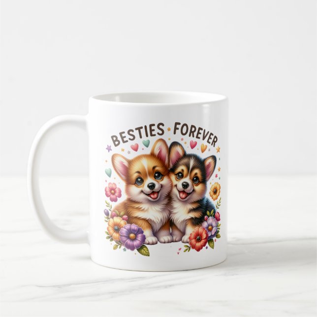 Besties Forever Corgi Valp Mugg (Vänster)