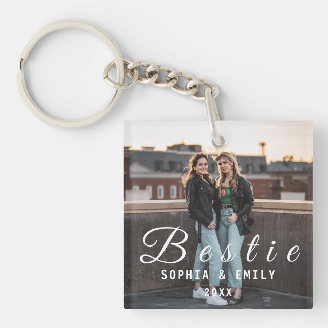 Besties Forever – Custom Photo Collage Keychain (Framsidan)