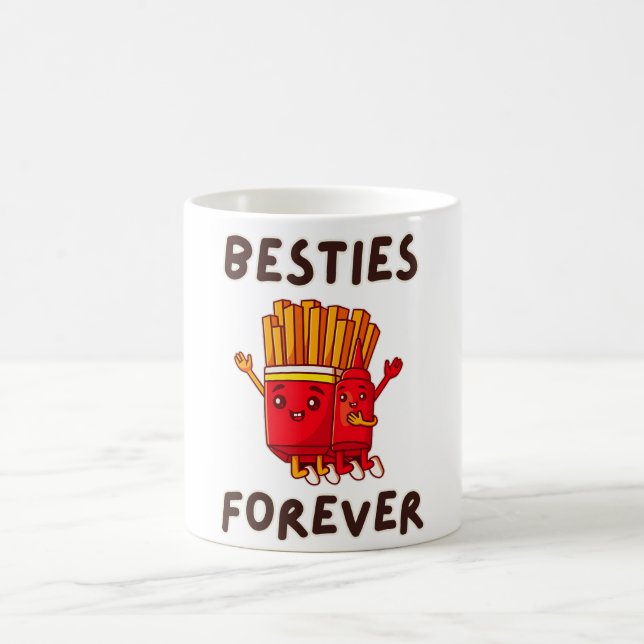 Besties Forever Cute Ketchup French Fries Kaffemugg (Center)
