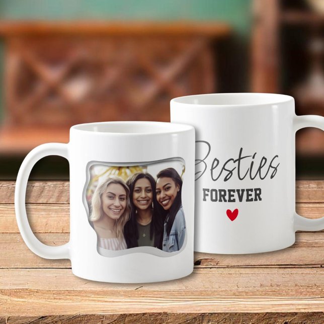 Besties Forever Modern Best Friends Photo Kaffemugg (Skapare uppladdad)