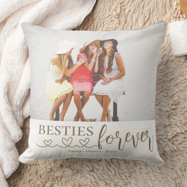 Besties Forever Photo Dekorativ kudde (Filt)