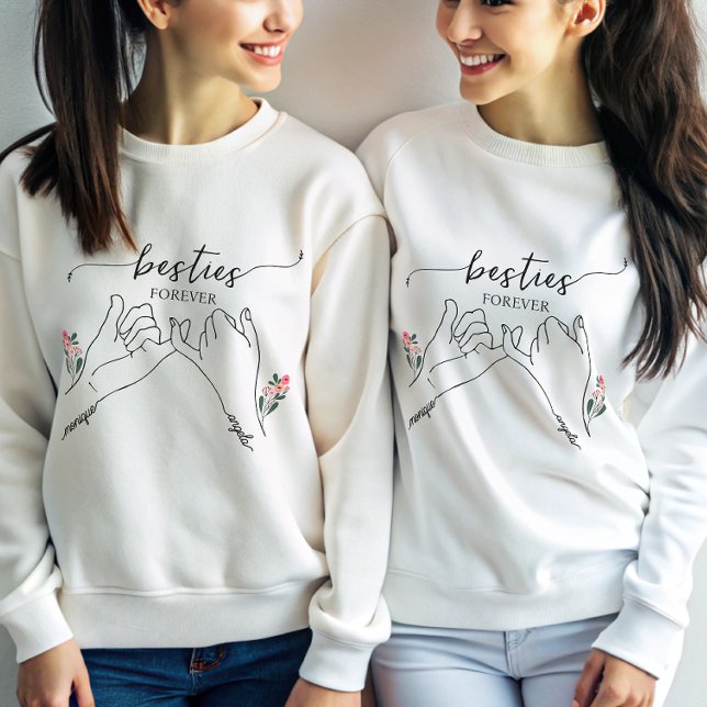 Besties Forever Pinky Promise Flower Anpassningsba T Shirt (Skapare uppladdad)