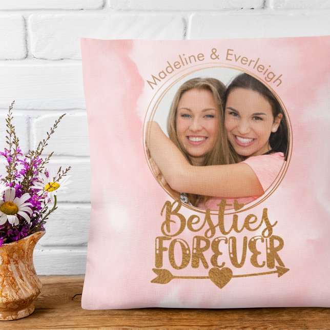 Besties Forever Rosa Dekorativ kudde (Skapare uppladdad)