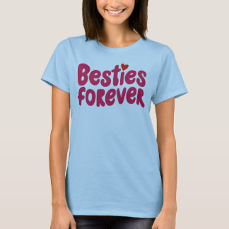 Besties Forever Rosa Text med hjärtsymbol T Shirt