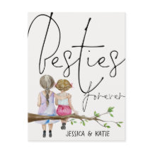 Besties Forever Vänends Namn Girls-skript Postcar