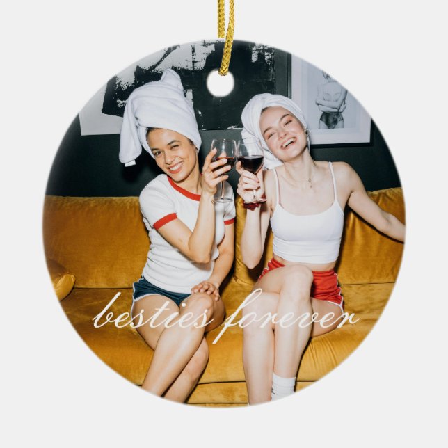 Besties Forever Vänskap Photo jul Julgransprydnad Keramik (Framsidan)