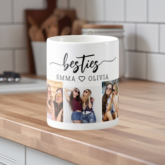Besties Friends 3 Photo Collage Keepsak Kaffemugg (Skapare uppladdad)