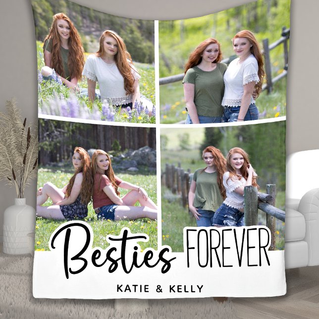 Besties Friends Forever Photo Collage Fleecefilt (Skapare uppladdad)