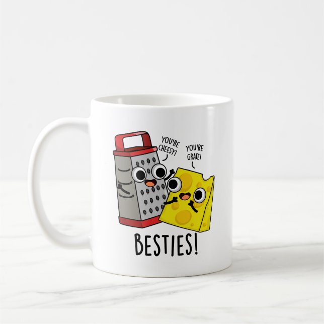 Besties Funny Cheese Grater Pun Kaffemugg (Vänster)
