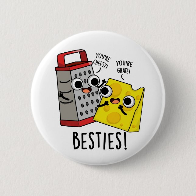 Besties Funny Cheese Grater Pun Knapp (Framsida)