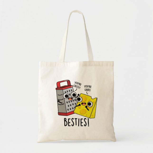 Besties Funny Cheese Grater Pun Tygkasse (Framsidan)