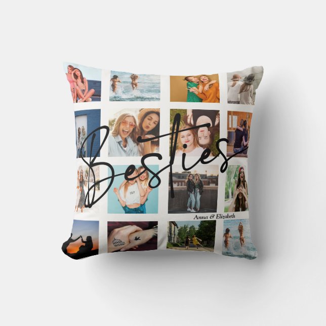 Besties Gift BFF Photo Collage Anpassningsbar Pers Kudde (Framsida)