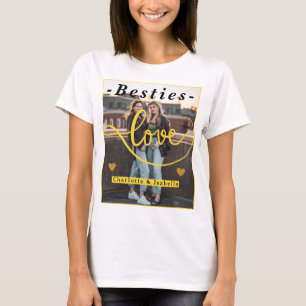 Besties Kärlek - Anpassade namn och fotokollage T Shirt