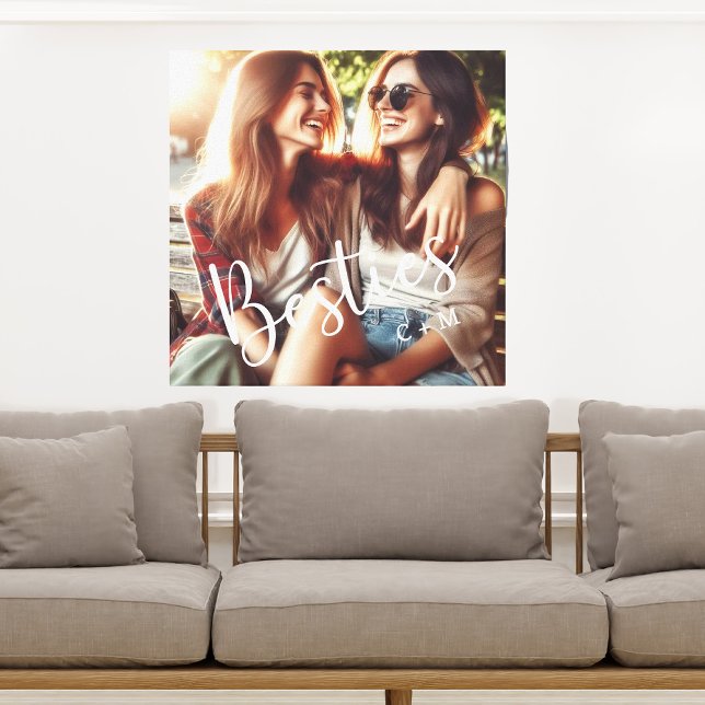 Besties Monogram Namn Friends Keepsaké Canvastryck (Skapare uppladdad)