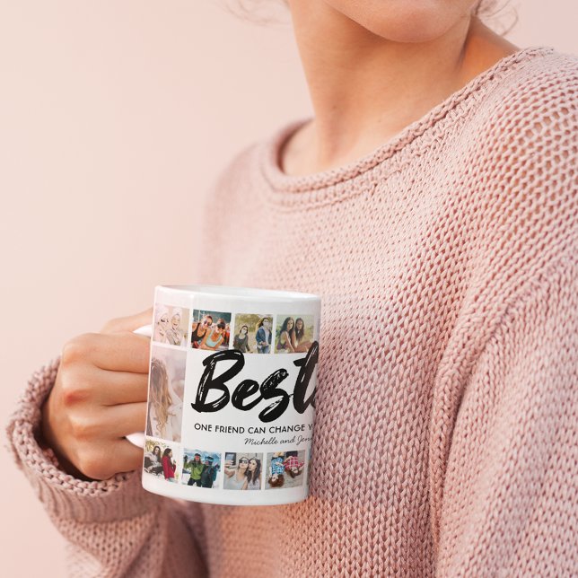 Besties Namn BFF Photo Collage Kaffemugg (Skapare uppladdad)