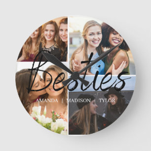 Besties   Namn foto för Best Friends Personlig Rund Klocka