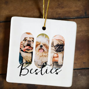 Besties Pet Simple Modern Play Three Photo Julgransprydnad Keramik