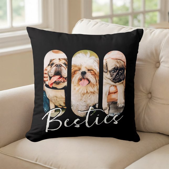 Besties Pet Simple Modern Play Three Photo Kudde (Skapare uppladdad)