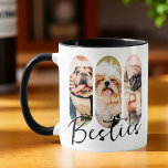 Besties Pet Simple Modern Play Three Photo Mugg<br><div class="desc">Denna enkla och moderna design består av modern,  enkel,  lekfull skripttypografi. Lägg till husdjursfoton från anpassningsbarna av din husdjurskatt,  hund eller fåglar.</div>
