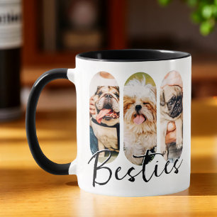 Besties Pet Simple Modern Play Three Photo Mugg