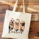 Besties Pet Simple Modern Play Three Photo Tygkasse<br><div class="desc">Denna enkla och moderna design består av modern,  enkel,  lekfull skripttypografi. Lägg till husdjursfoton från anpassningsbarna av din husdjurskatt,  hund eller fåglar.</div>