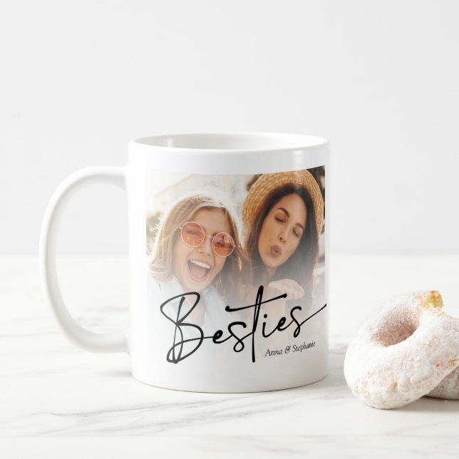 BESTIES Photo Collage BFF GER Modern Trendig Cute Kaffemugg (Med munk)