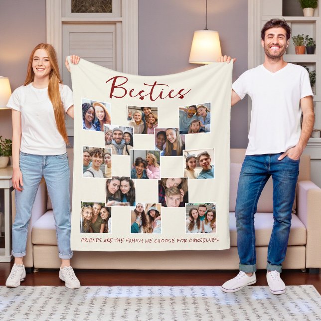 Besties Photo Collage Cream Fleece Blanket (Skapare uppladdad)