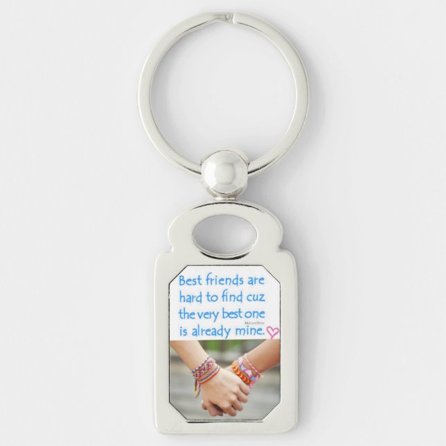 BESTIES REKTANGULÄRT SILVERFÄRGAD NYCKELRING (Framsidan)