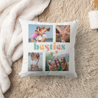Besties Retro 4 Photo Best Friends Kudde