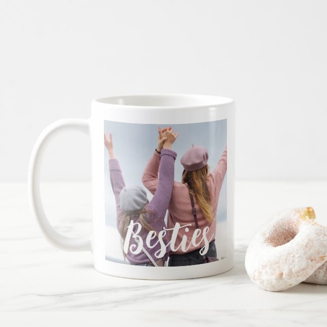 Besties Script Friends Keepsake Photo Kaffemugg (Med munk)