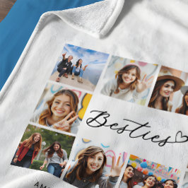Besties Ten Photo collage Modern Script BBF Fleecefilt